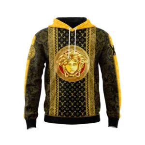 Louis Vuitton Versace Golden Medusa Yellow Black Type 560 Luxury Hoodie Fashion Brand Outfit