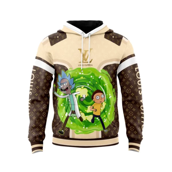 Louis Vuitton Rick And Morty Brown Beige Type 532 Luxury Hoodie Outfit Fashion Brand