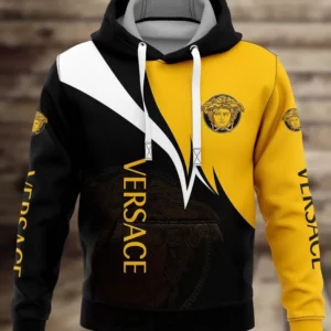 Versace Black White Yellow Type 439 Hoodie Outfit Fashion Brand Luxury