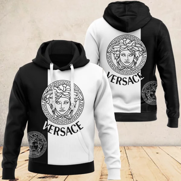 Versace Black White Type 422 Hoodie Outfit Luxury Fashion Brand