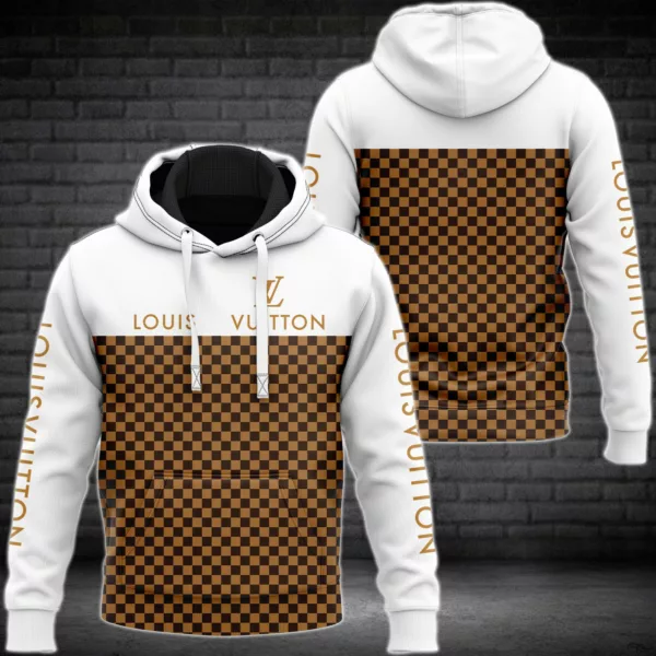 Louis Vuitton White Brown Type 360 Hoodie Fashion Brand Outfit Luxury