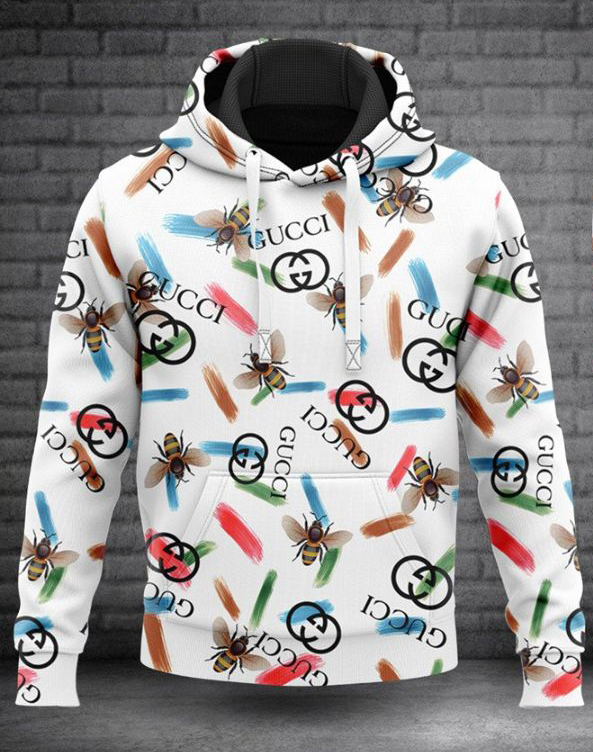 Gucci Bees White Type 338 Hoodie Outfit Luxury Fashion Brand