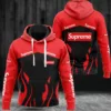 Louis Vuitton Supreme Red Black Type 315 Luxury Hoodie Outfit Fashion Brand