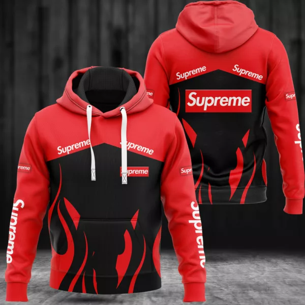 Louis Vuitton Supreme Red Black Type 315 Luxury Hoodie Outfit Fashion Brand