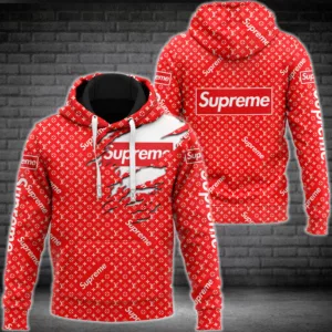 Louis Vuitton Supreme Red Type 314 Luxury Hoodie Outfit Fashion Brand