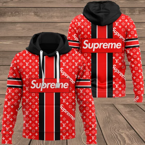 Louis Vuitton Supreme Red Type 313 Hoodie Outfit Luxury Fashion Brand