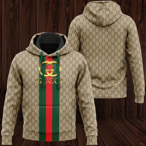 Gucci Brown Stripe Type 185 Hoodie Fashion Brand Luxury Outfit