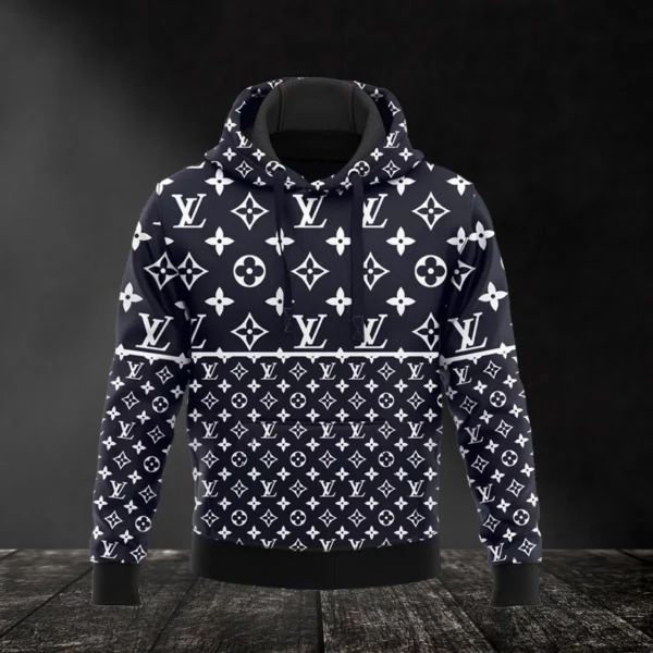 Louis Vuitton Navy Lv Type 145 Hoodie Outfit Fashion Brand Luxury