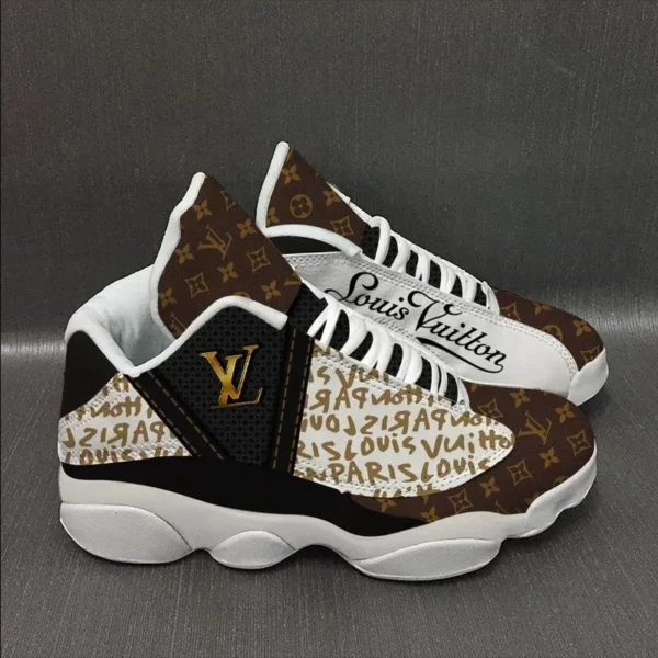 LV Louis Vuitton White Brown Air Jordan 13 Luxury Fashion Shoes Sneakers Trending