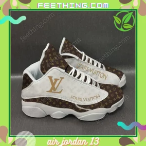 Louis Vuitton Black Gold LV Logo  Air Jordan 13 Sneakers Fashion Trending Shoes Luxury