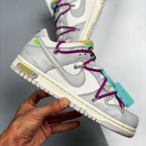 Off-White x Nike Dunk Low 21 of 50 Sail Grey Green For Sale