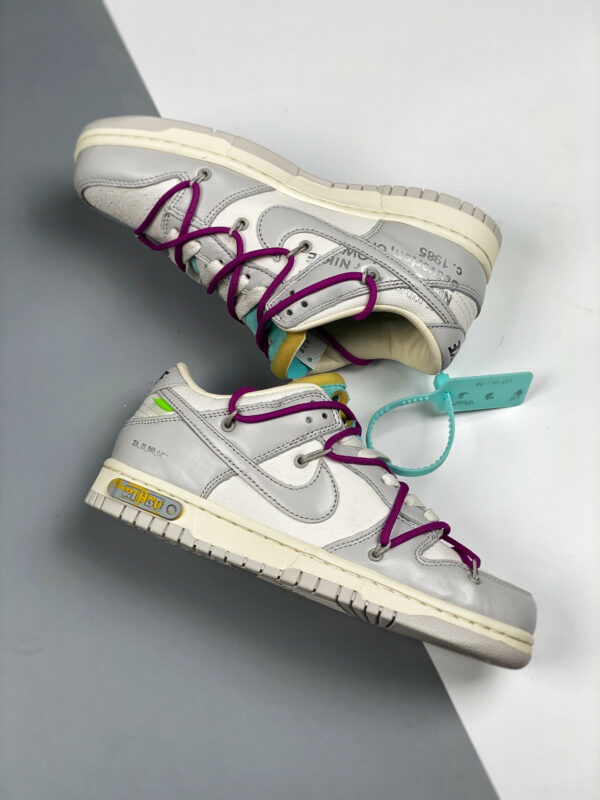 Off-White x Nike Dunk Low 21 of 50 Sail Grey Green For Sale