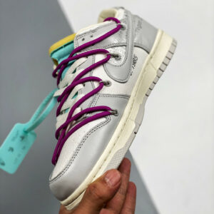 Off-White x Nike Dunk Low 21 of 50 Sail Grey Green For Sale