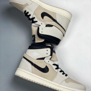 Air Jordan 1 High Zoom CMFT White Black-Light Orewood Brown For Sale