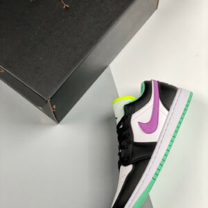 Air Jordan 1 Low GS White Black-Green Glow For Sale