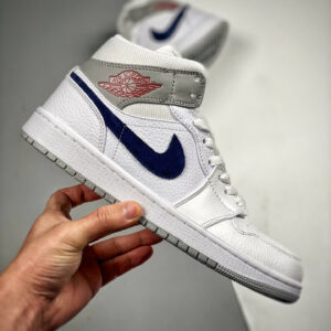 Air Jordan 1 Mid Paris White University Red Stealth Navy For Sale