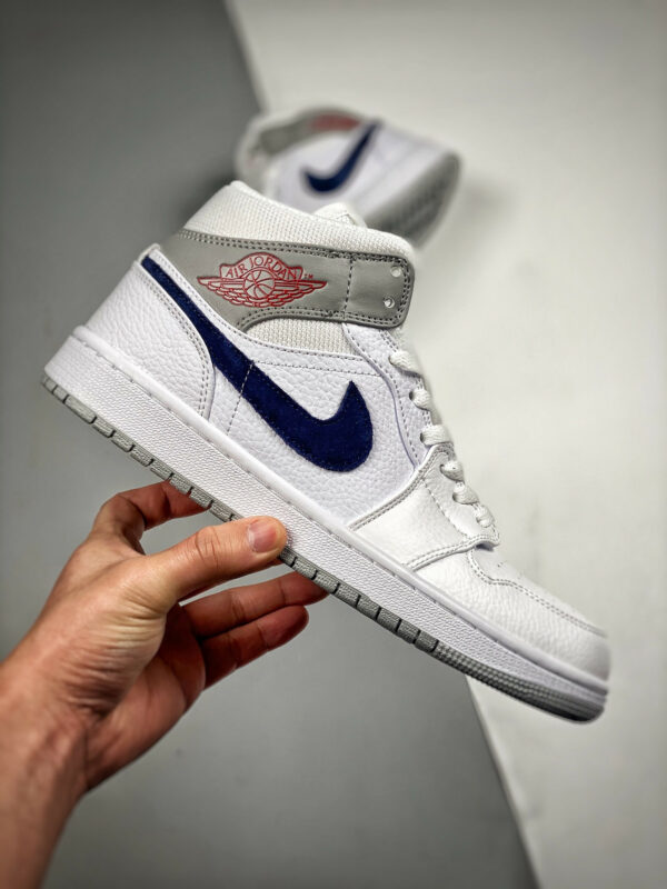 Air Jordan 1 Mid Paris White University Red Stealth Navy For Sale