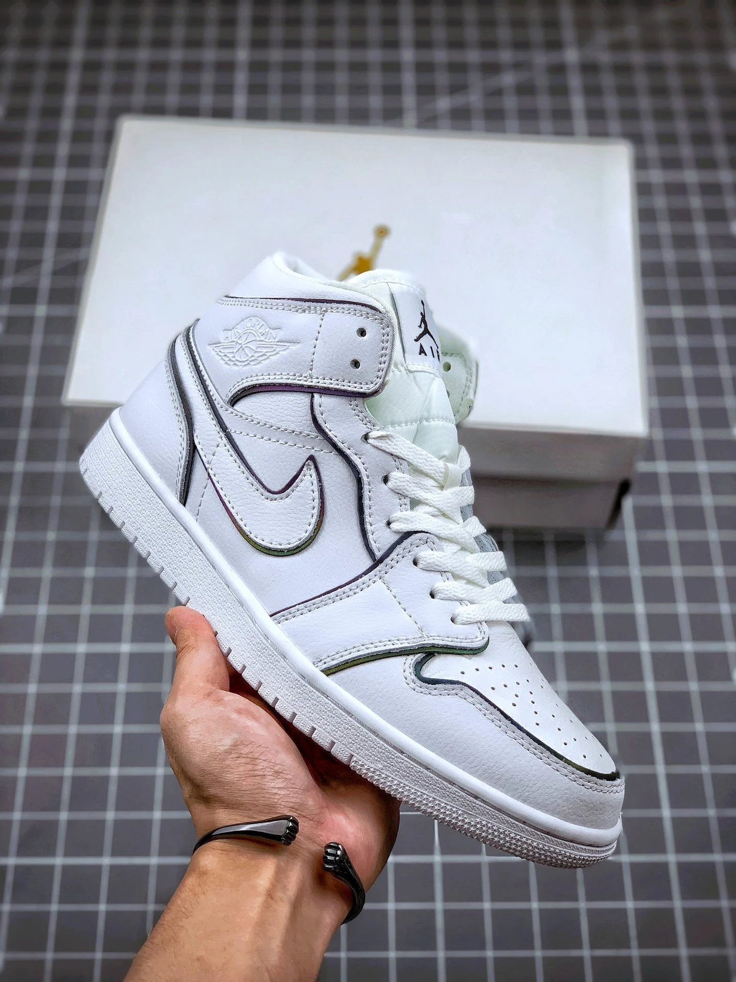 Air Jordan 1 Mid Iridescent Reflective White CK6587-100 For Sale