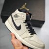 Air Jordan 1 Mid Light Bone Cone-Black-Sail On Sale