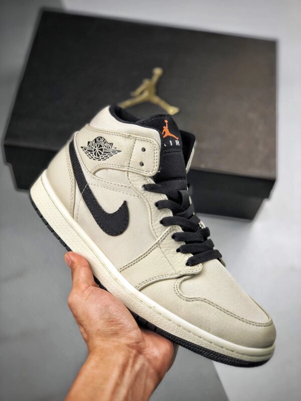 Air Jordan 1 Mid Light Bone Cone-Black-Sail On Sale