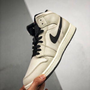 Air Jordan 1 Mid Light Bone Cone-Black-Sail On Sale