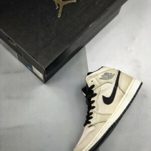 Air Jordan 1 Mid Light Bone Cone-Black-Sail On Sale