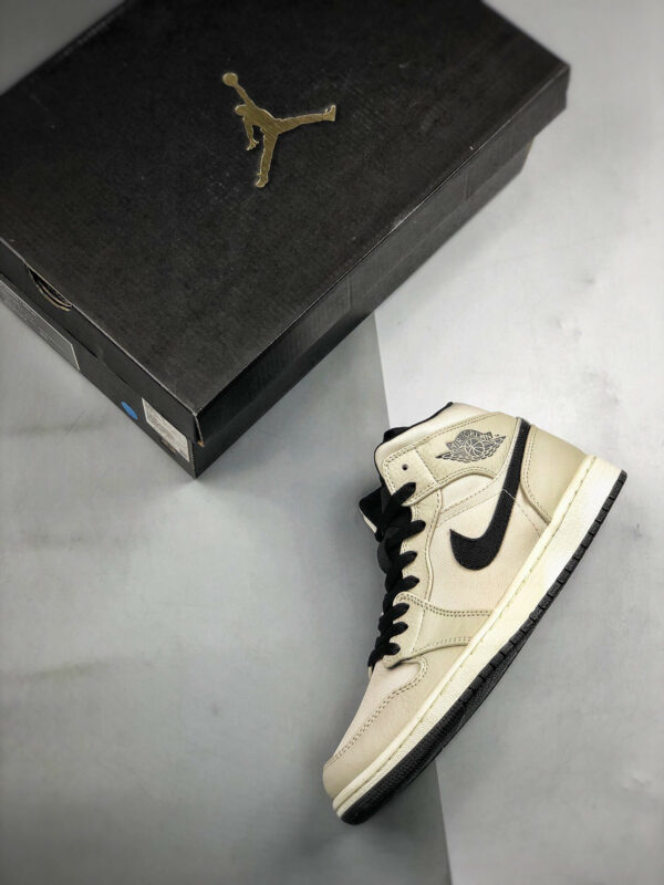 Air Jordan 1 Mid Light Bone Cone-Black-Sail On Sale