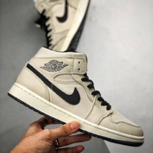 Air Jordan 1 Mid Light Bone Cone-Black-Sail On Sale