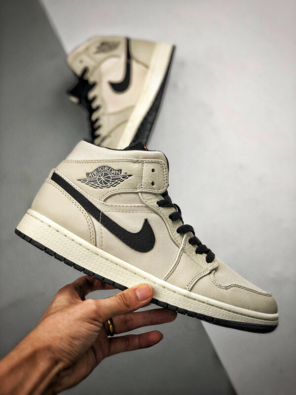 Air Jordan 1 Mid Light Bone Cone-Black-Sail On Sale