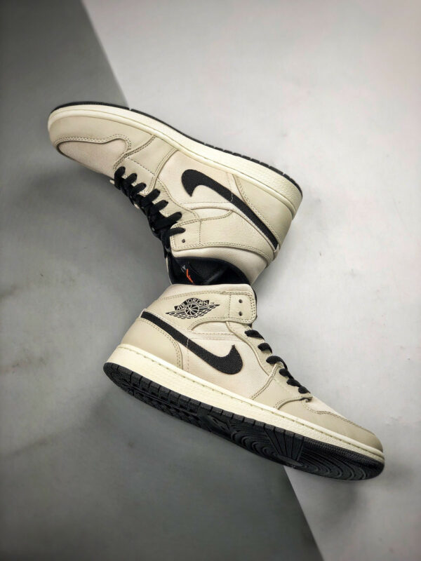 Air Jordan 1 Mid Light Bone Cone-Black-Sail On Sale