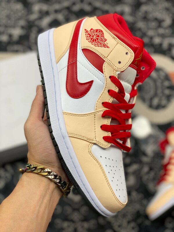 Air Jordan 1 Mid White Beige Red 554725-201 For Sale