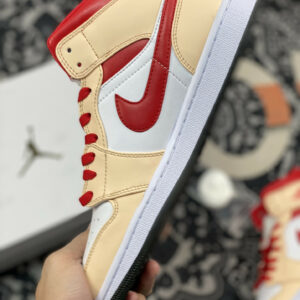 Air Jordan 1 Mid White Beige Red 554725-201 For Sale