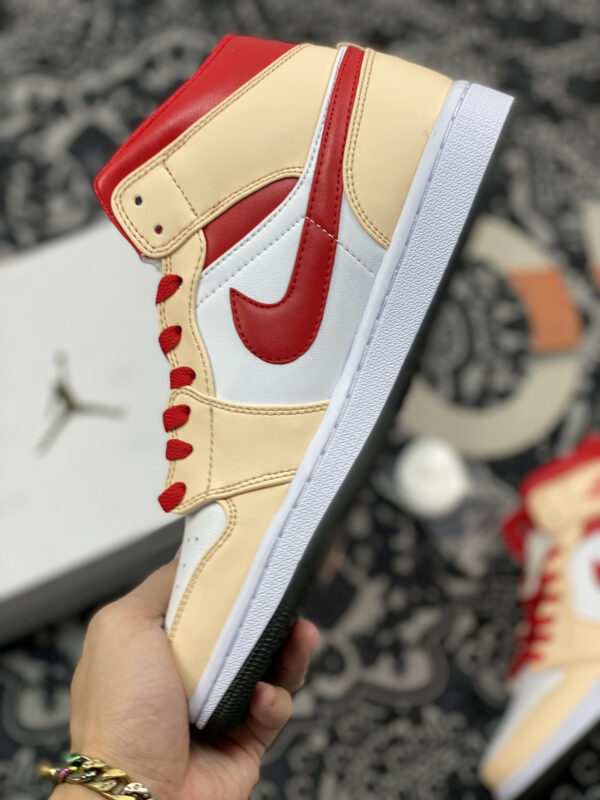 Air Jordan 1 Mid White Beige Red 554725-201 For Sale