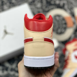 Air Jordan 1 Mid White Beige Red 554725-201 For Sale