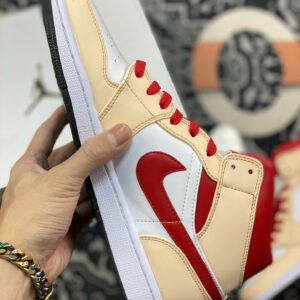 Air Jordan 1 Mid White Beige Red 554725-201 For Sale