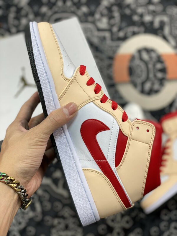 Air Jordan 1 Mid White Beige Red 554725-201 For Sale