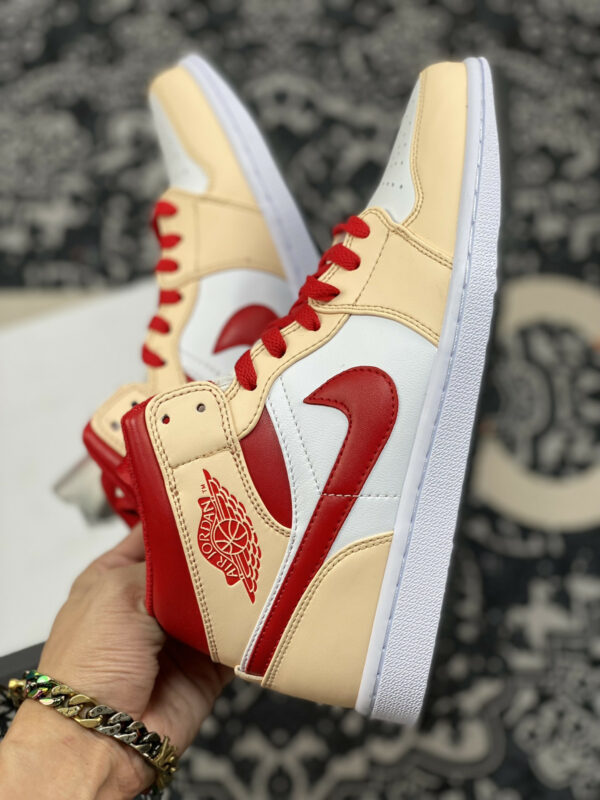 Air Jordan 1 Mid White Beige Red 554725-201 For Sale