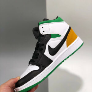 Air Jordan 1 Mid White Laser Orange-Black-Lucky Green For Sale