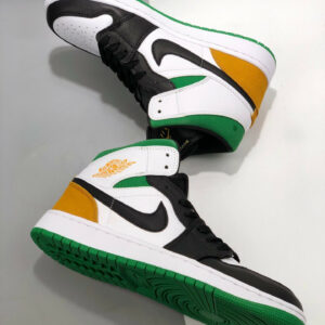 Air Jordan 1 Mid White Laser Orange-Black-Lucky Green For Sale