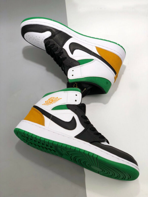 Air Jordan 1 Mid White Laser Orange-Black-Lucky Green For Sale