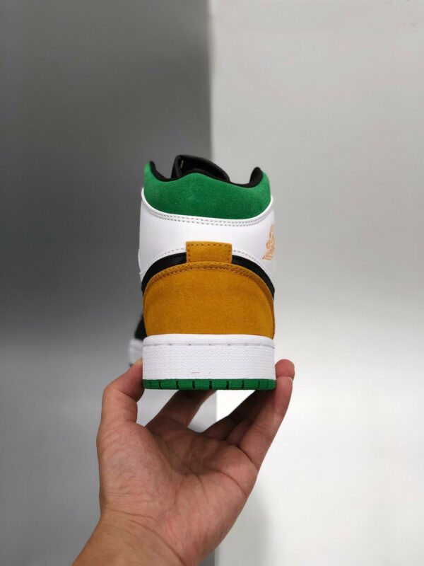 Air Jordan 1 Mid White Laser Orange-Black-Lucky Green For Sale