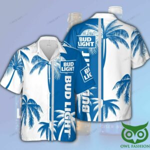 Bud Light Blue And White Coconut Hawaiian Shirt