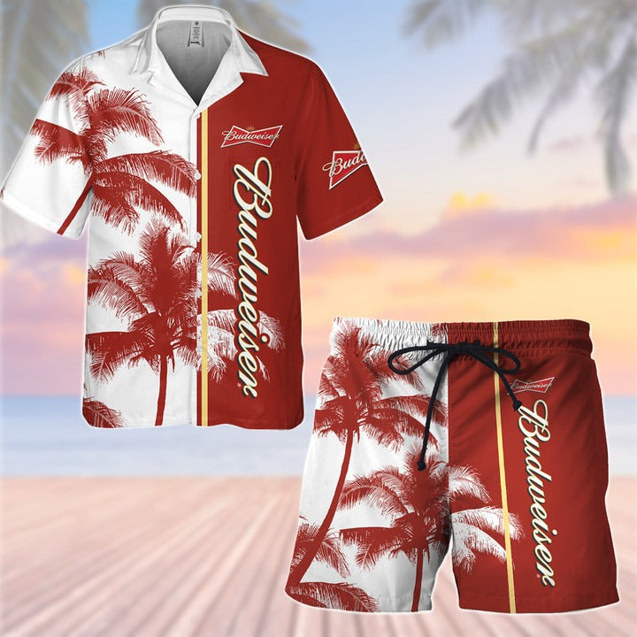 Budweiser Beer Palm Tropical Hawaiian Shirt