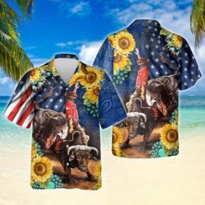 Bull Rodeo Suower Hawaiian Shirt Beach Summer Outfit