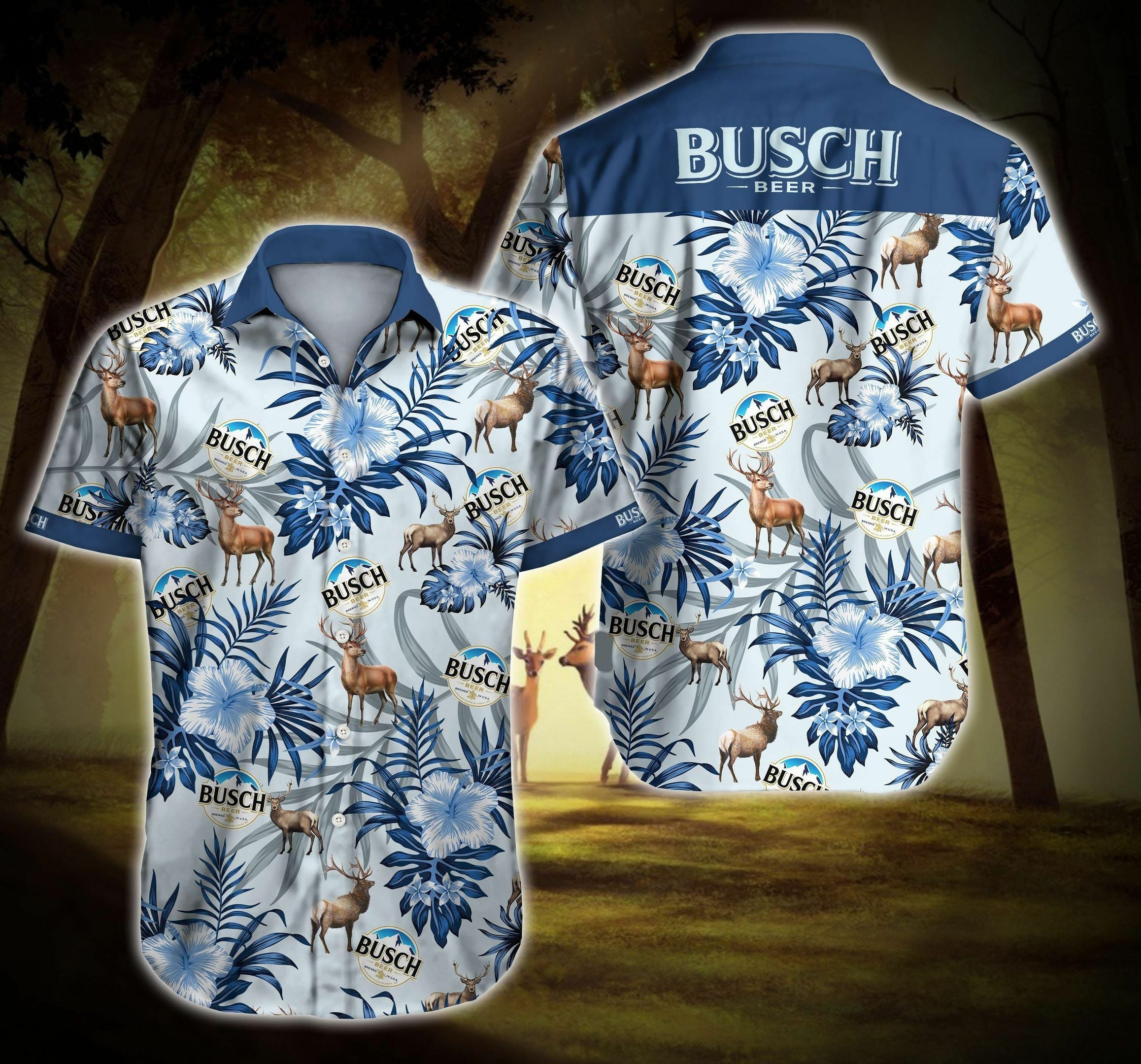 Busch Beer Reindeer Hawaiian Shirt