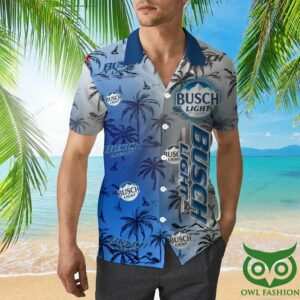 Busch Light Half Blue Half Gray Hawaiian Shirt