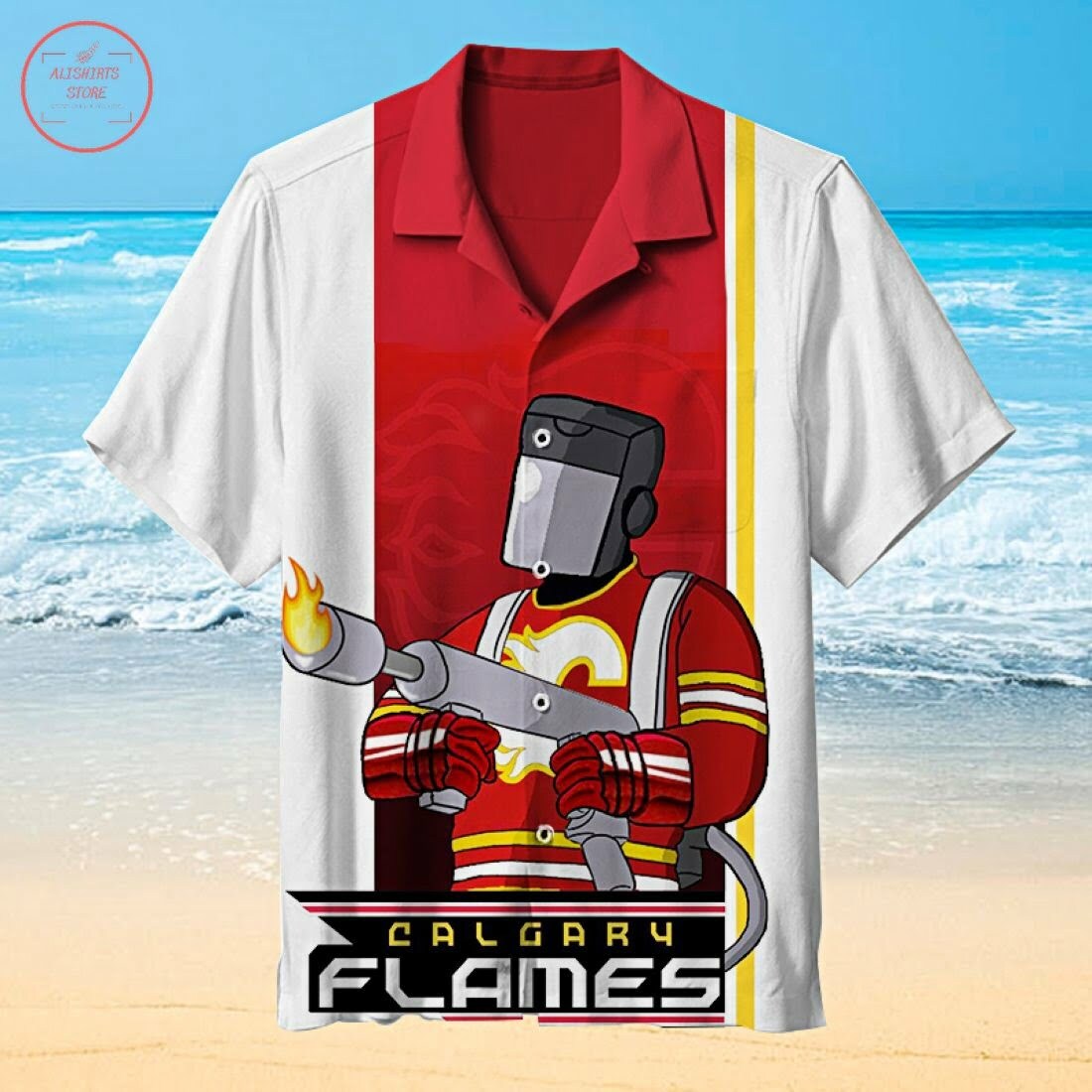 Calgary Flames Hawaiian Shirt Outfit Summer Beach