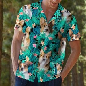 Cardigan Welsh Corgi Tropical Flower Hawaiian Shirt