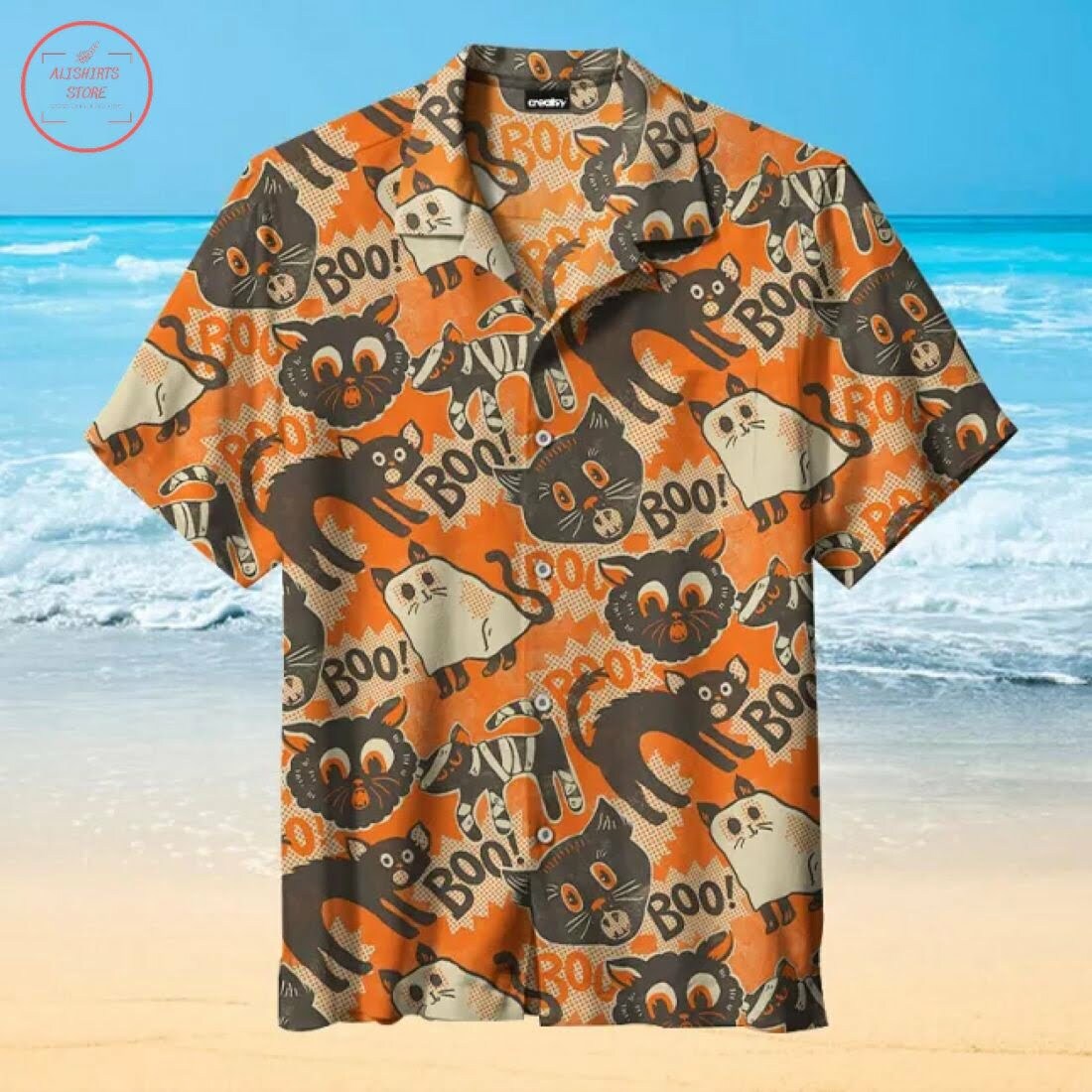 Cat Pattern Hawaiian Shirt Outfit Summer Beach