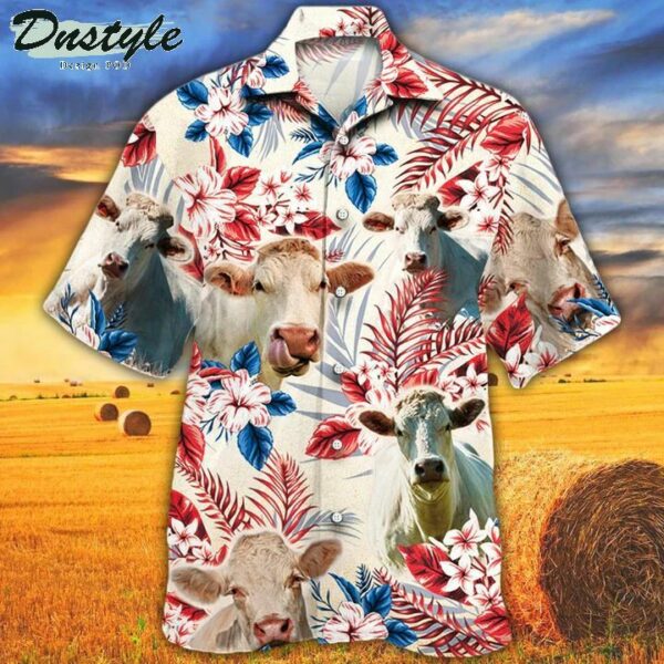 Charolais Cattle Lovers American Flag Hawaiian Shirt